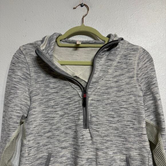 Free People Movement Gray Markie Hoodie Mesh Contrast Sweatshirt Sz M - Picture 3 of 12